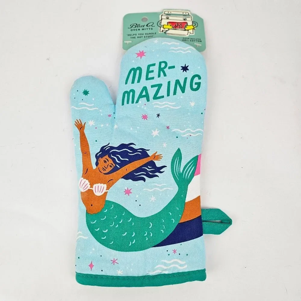 Blue Q Mer-Mazing Cotton Oven Mitt - Mermaid Aqua & Green Accents